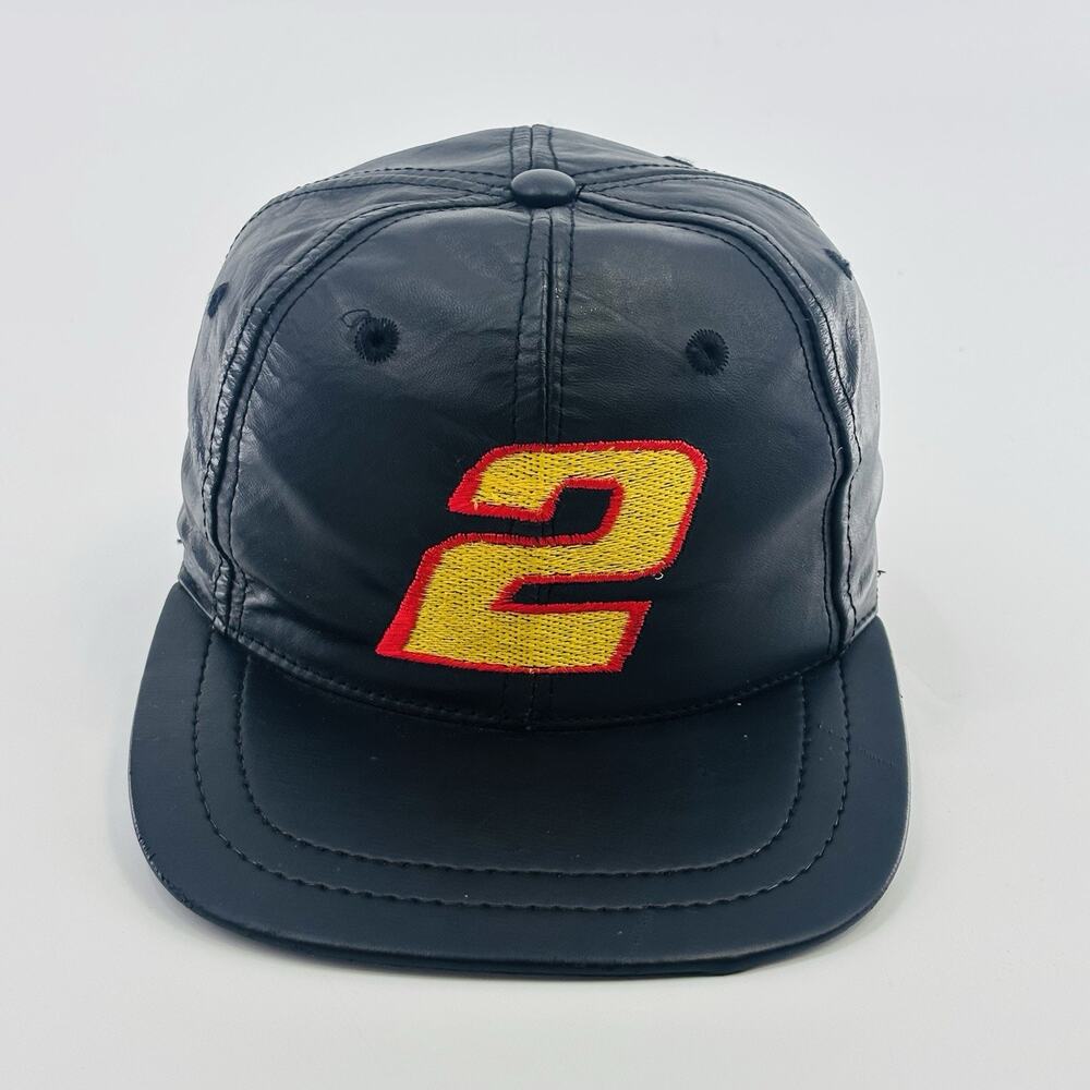 Vintage NASCAR Hat Cap SnapBack #2 Rusty Wallace Leather USA 90’s Racing